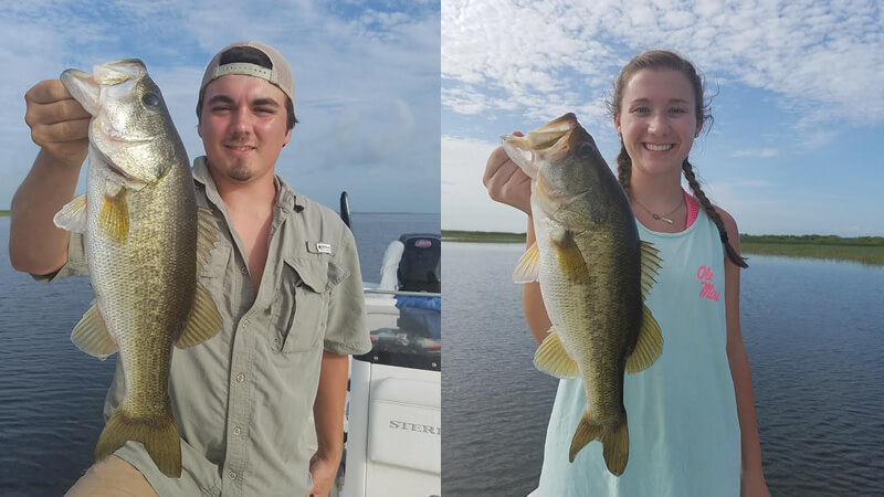 Anglers demonstrating techniques for catching big bass.