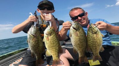 Seasonal fishing tips for smallmouth bass in various lakes.