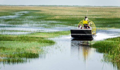Fan boat fishing on the Everglades
