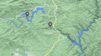 Tallulah Falls Lake north and south rims in North Georgia