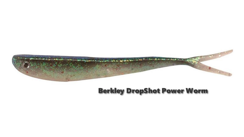 Green and silver fork-tail soft minnow for drop shot fishing