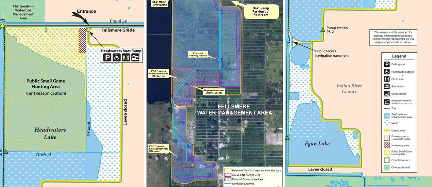 Abundant aquatic vegetation and shallow water obstacles at Headwaters Lake