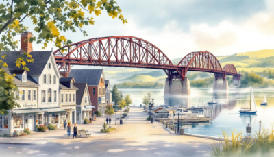 Travel tips for visiting Ogdensburg, with a focus on the Ogdensburg Prescott International Bridge.