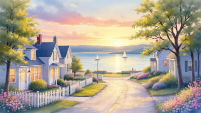 Charming village scenery of Cape Vincent, NY