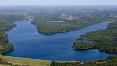 A peaceful fishing spot at Fellows Lake, perfect for catching largemouth bass.