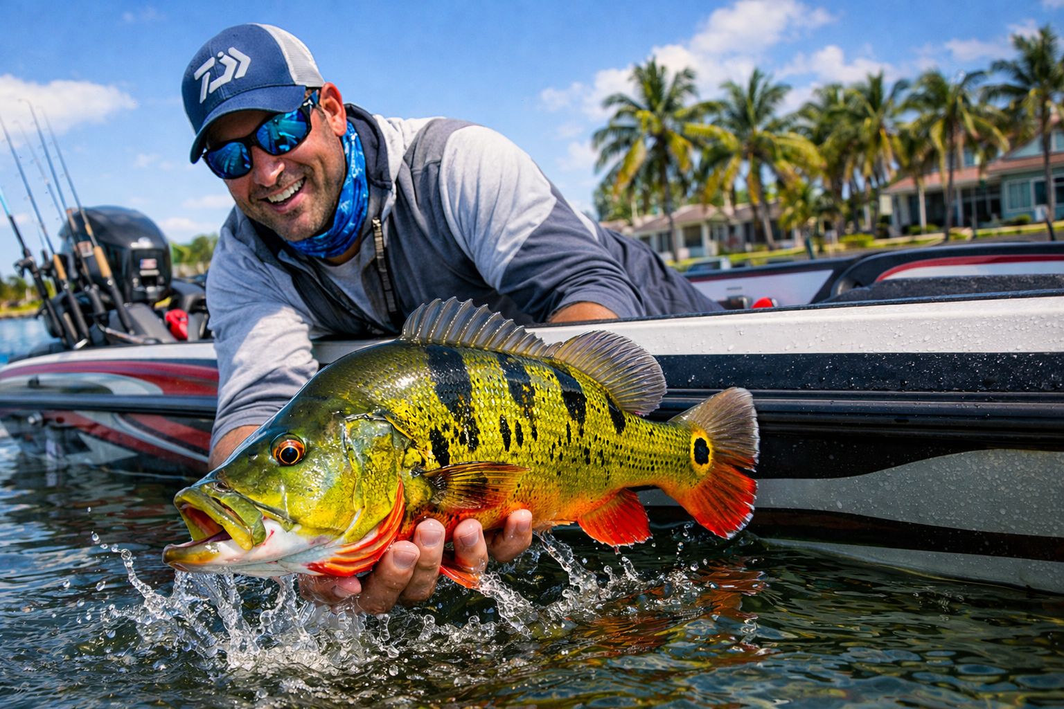 South Florida Peacock Bass: The Ultimate Fishing Experience 1 Releasing a vibrant peacock bass