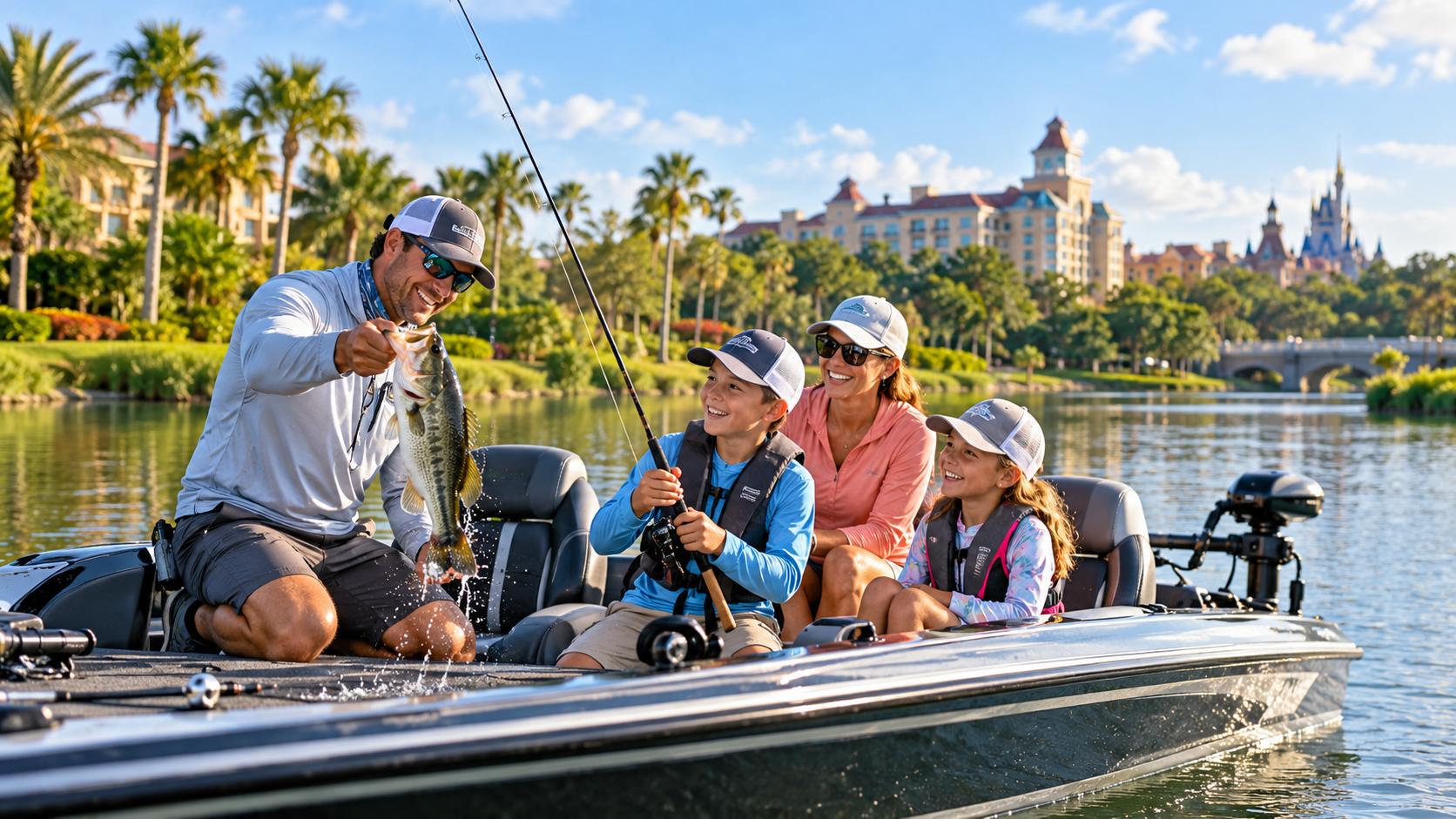 Family guided bass fishing trip on an Orlando-area lake